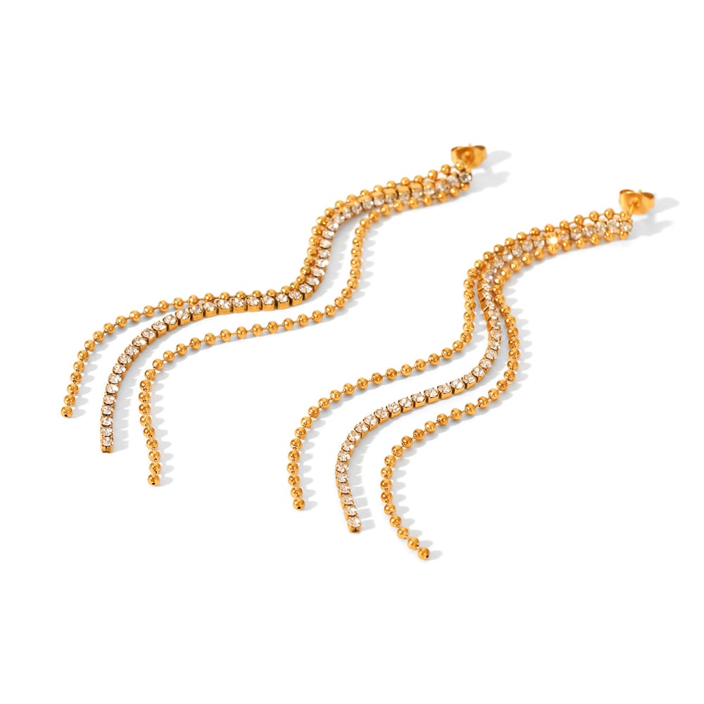 1 Pair Luxurious Daily Tassel Stainless Steel Gold Color Women's Stud Earrings h5Picture5