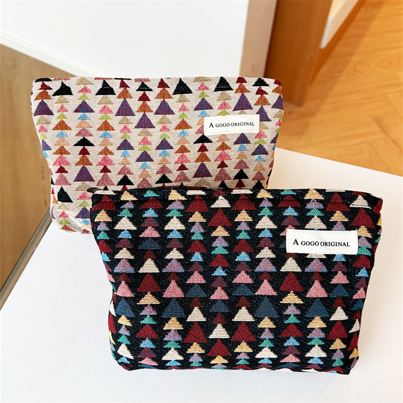 1 Piece Simple Series Retro Plaid Mixed Color Polyester Women's Makeup Bags Picture2
