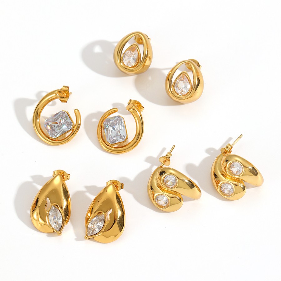 1 Pair Irregular Shape Stainless Steel Gold Color Stud Earrings Picture3