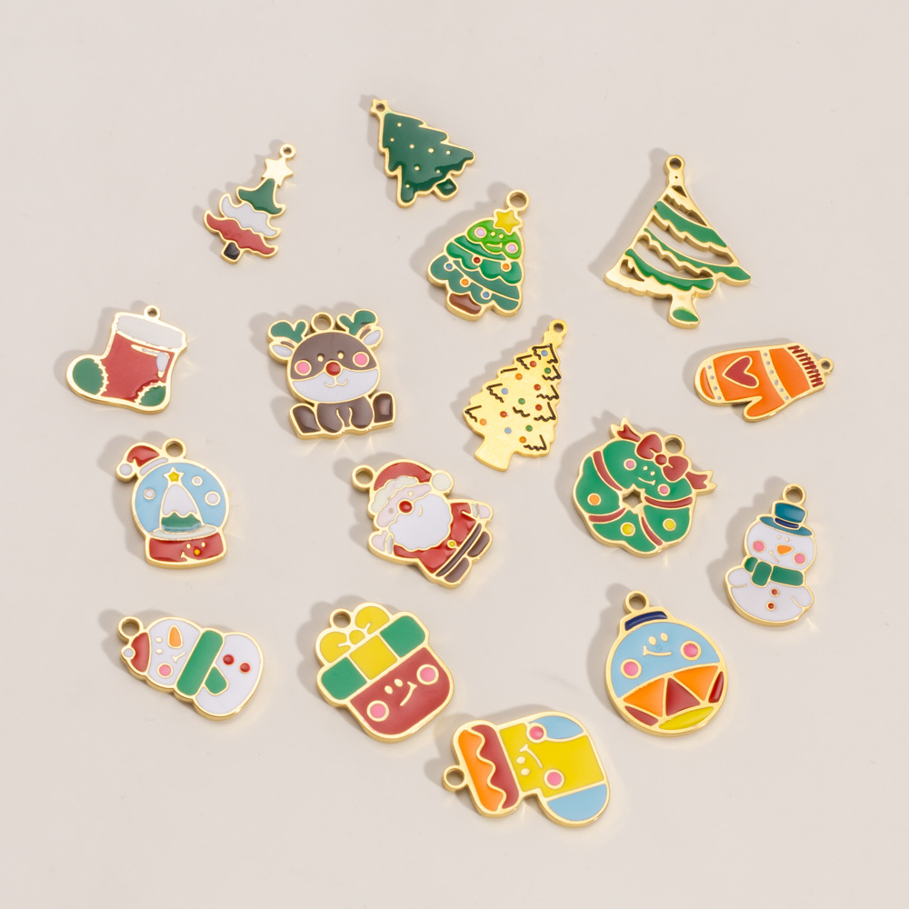 1 Stück DIY süße Weihnachten Edelstahl Gold Farbe Damen Anhänger Bild2