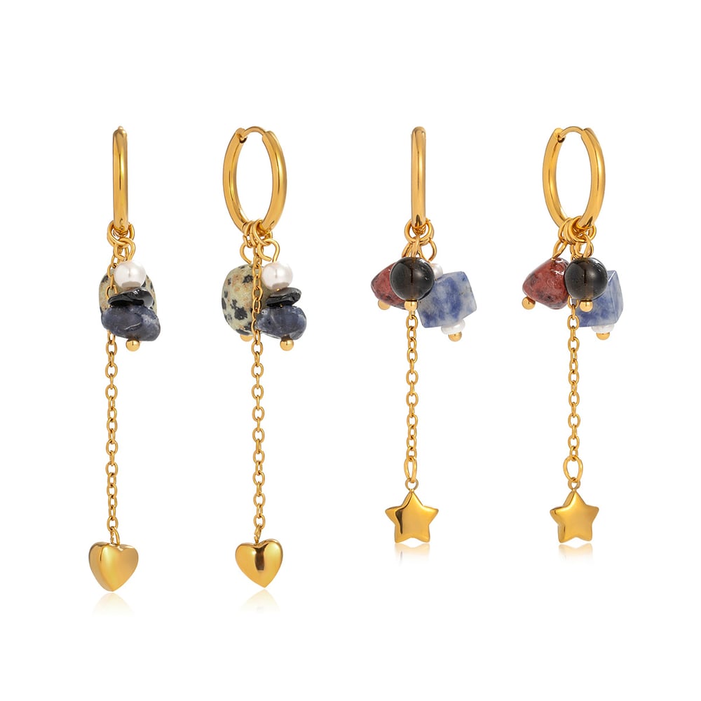 1 Piece Designable Star Natural Stone Stainless Steel Women's Drop Earrings Picture7