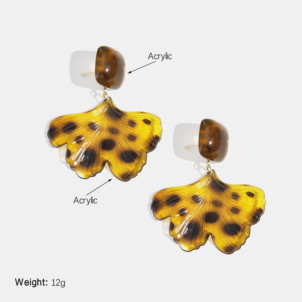 1 Paar Retro-Ohrhänger aus Acryl mit Leopardenmuster und Blättern Bild2