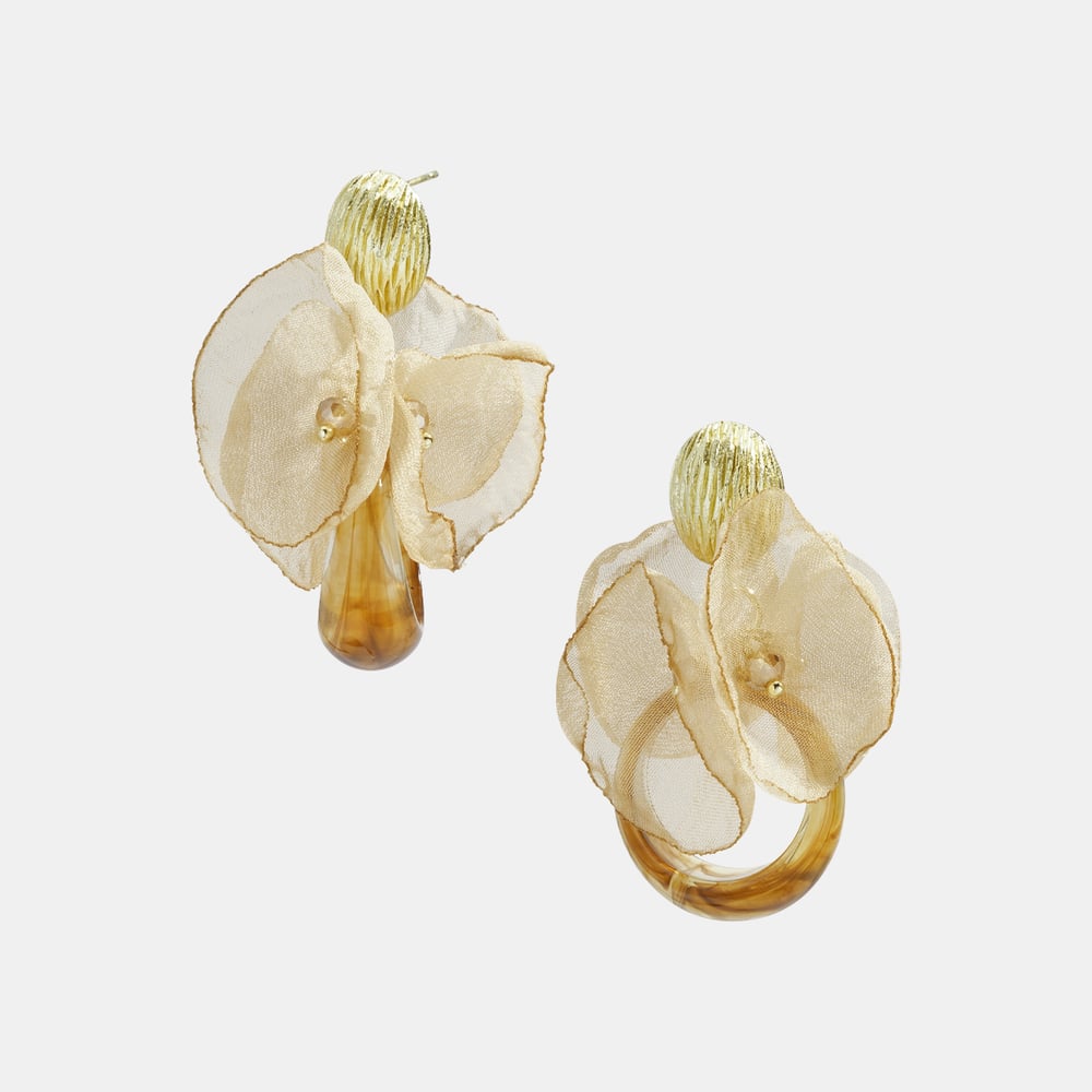 1 Paar Retro-Ohrhänger mit Blumenmotiv aus Kunstharz 