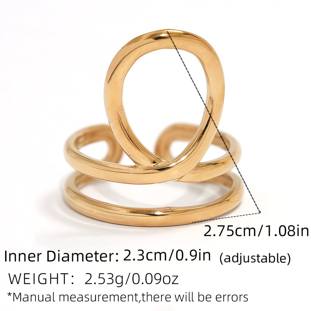 1 Piece  Irregular Shape Leaf Stainless Steel   Gold Color women's  Statement Rings h5Picture2