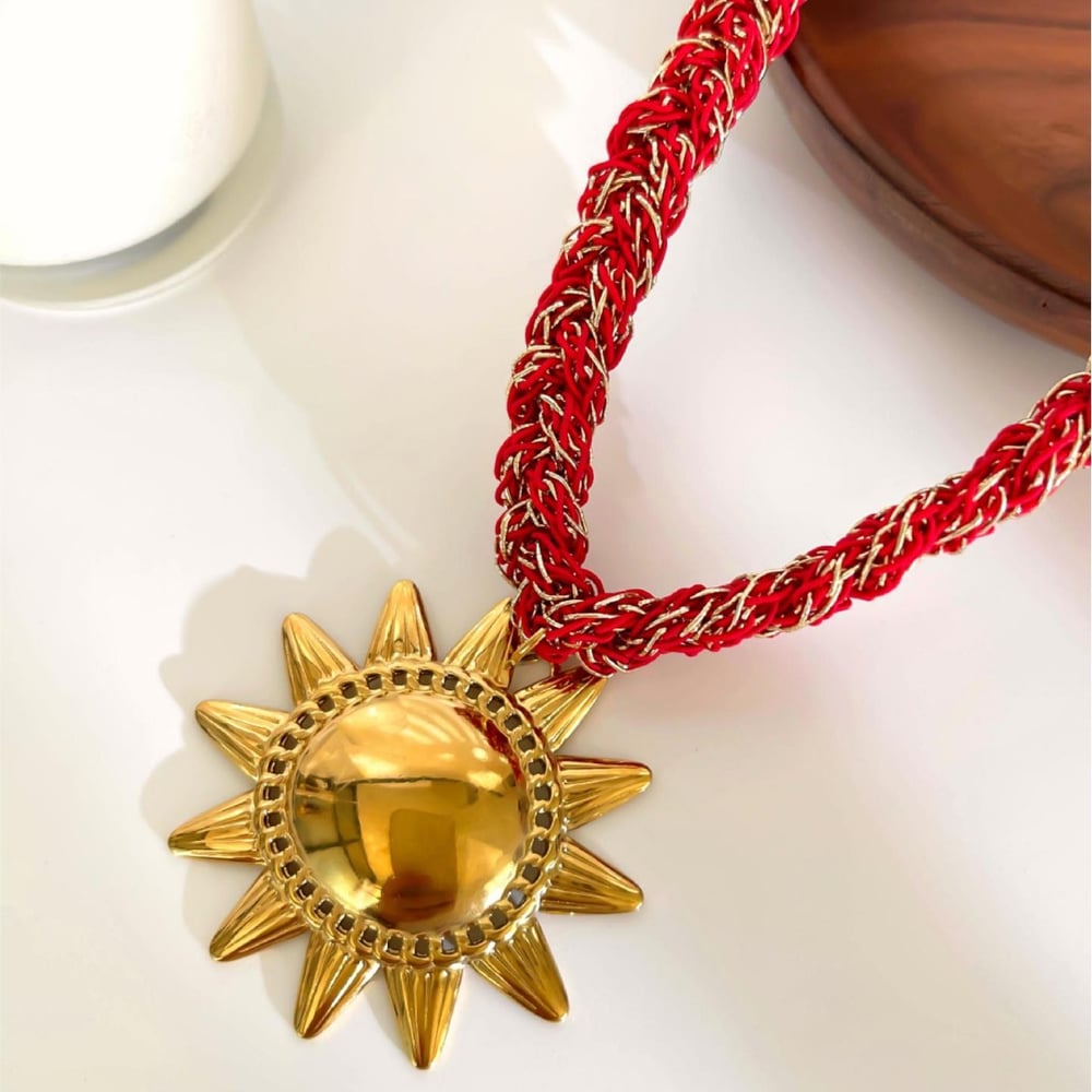 1 Piece Sun Stainless Steel Gold Color Pendant Necklace h5Picture4