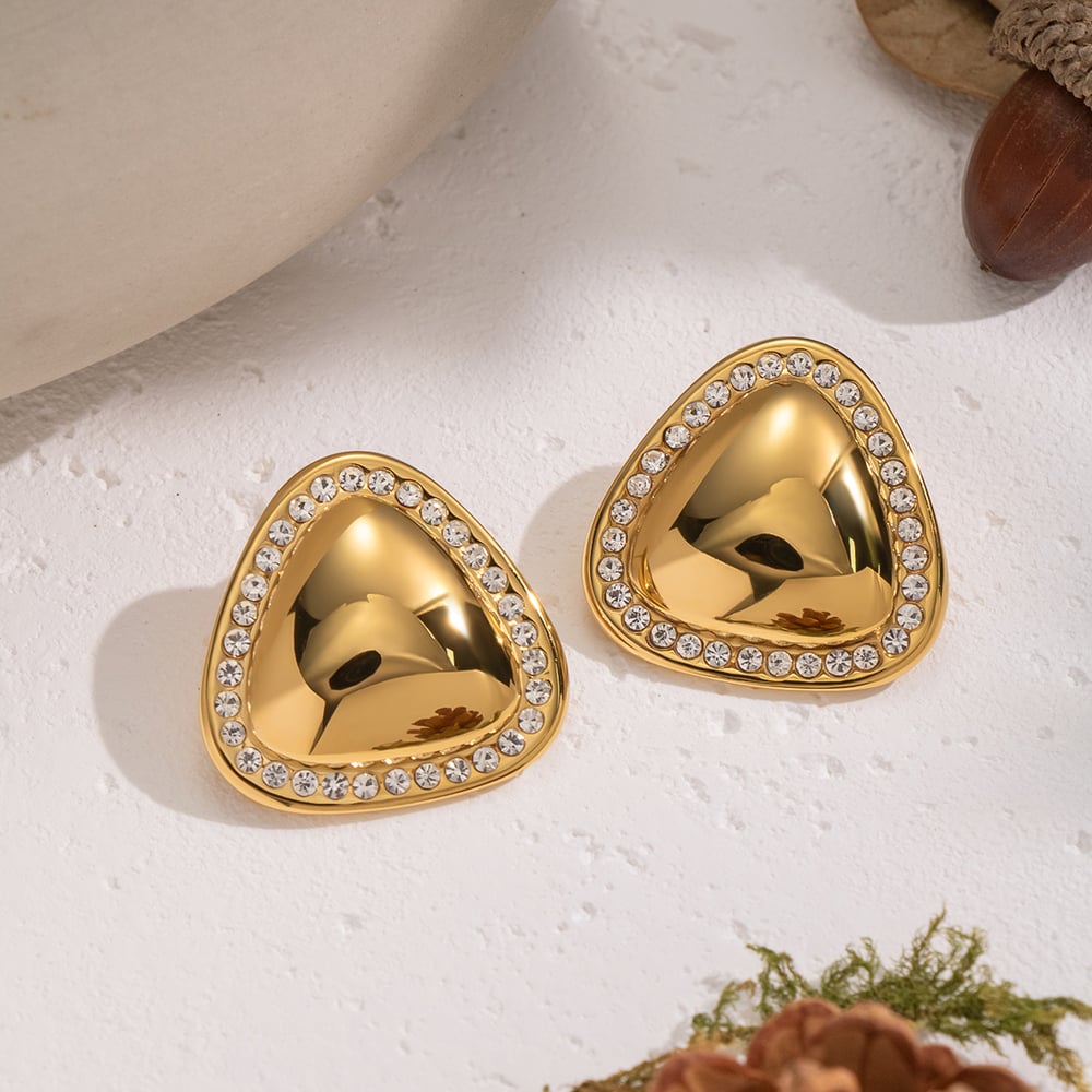 1 Pair Triangle Stainless Steel Stud Earrings Picture4