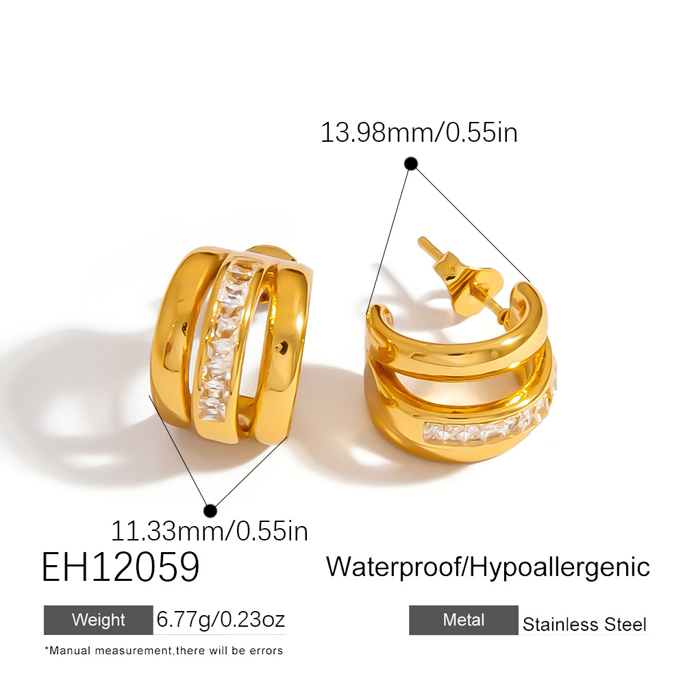 1 par de pendientes de aro de acero inoxidable para mujer, románticos, elegantes y con forma irregular. h5Imagen2