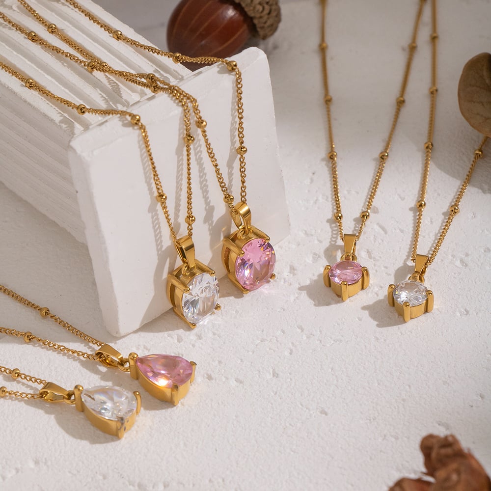 1 Stück minimalistische Halskette mit Zirkonia-Anhänger Bild3