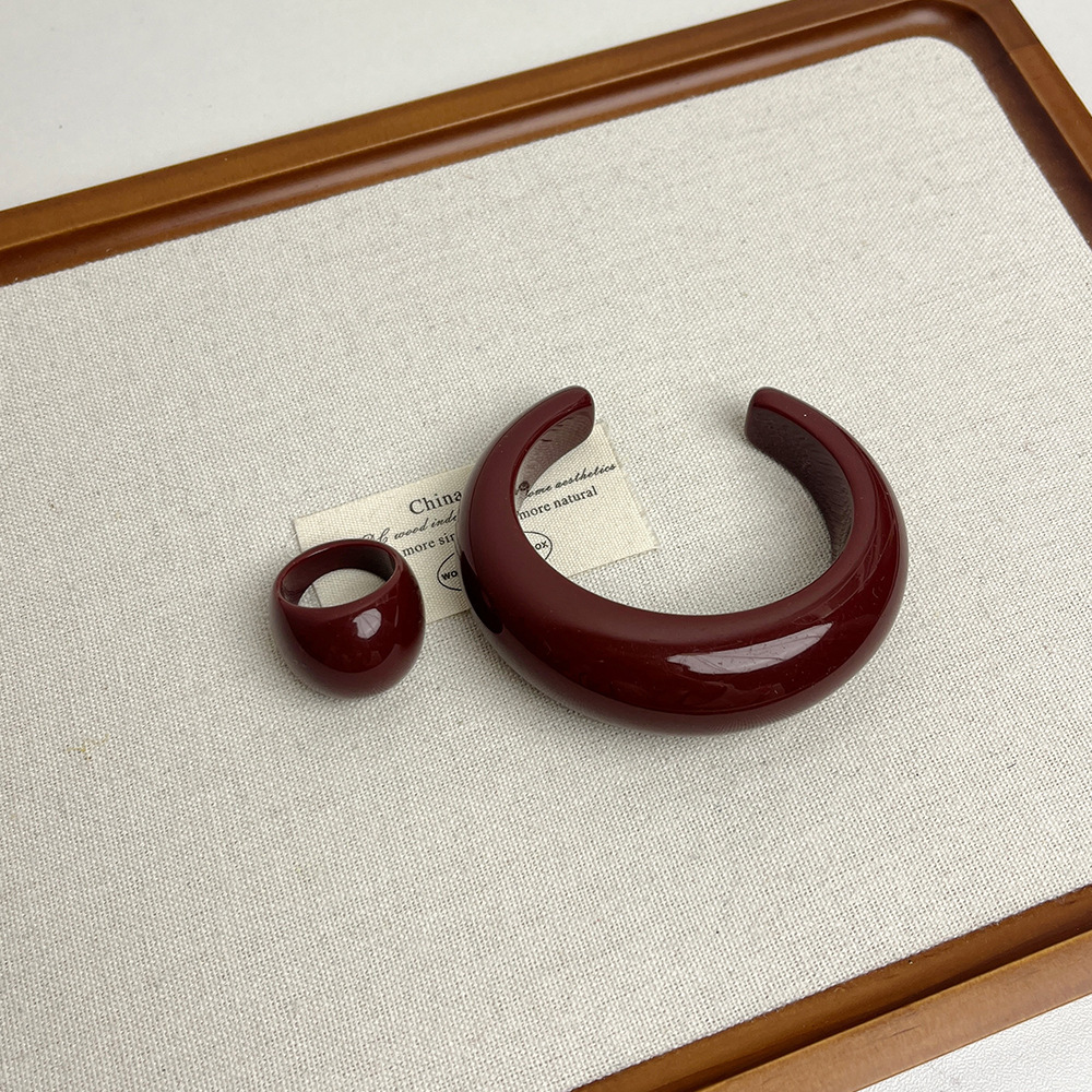 Solid Color Circle Resin Cuff Bracelet Set h5Picture2