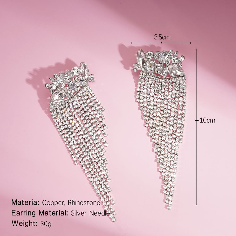 1 Pair Festive Series Tassel Copper Dangle Earrings