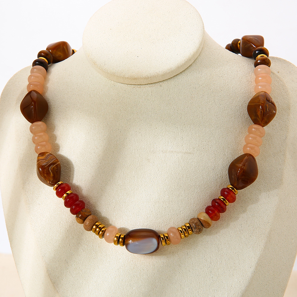 1 Piece Daily Beads Acrylic Gold Color Women's Beaded Necklaces h5Picture4