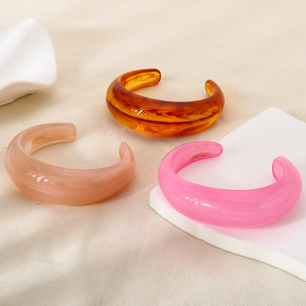 1 Piece Simple Series Sweet Gradient Color Resin Women's Cuff Bracelets h5Picture3