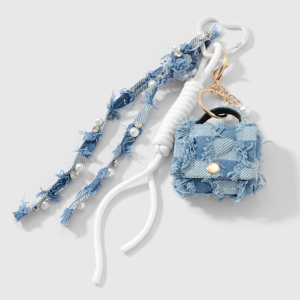 1 pièce de breloque de sac en jean avec nœud en forme de cœur h5Image4