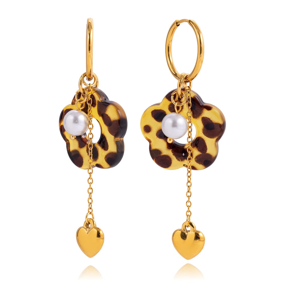 1 Pair Leopard Print Flower Acrylic Stainless Steel Women's Drop Earrings