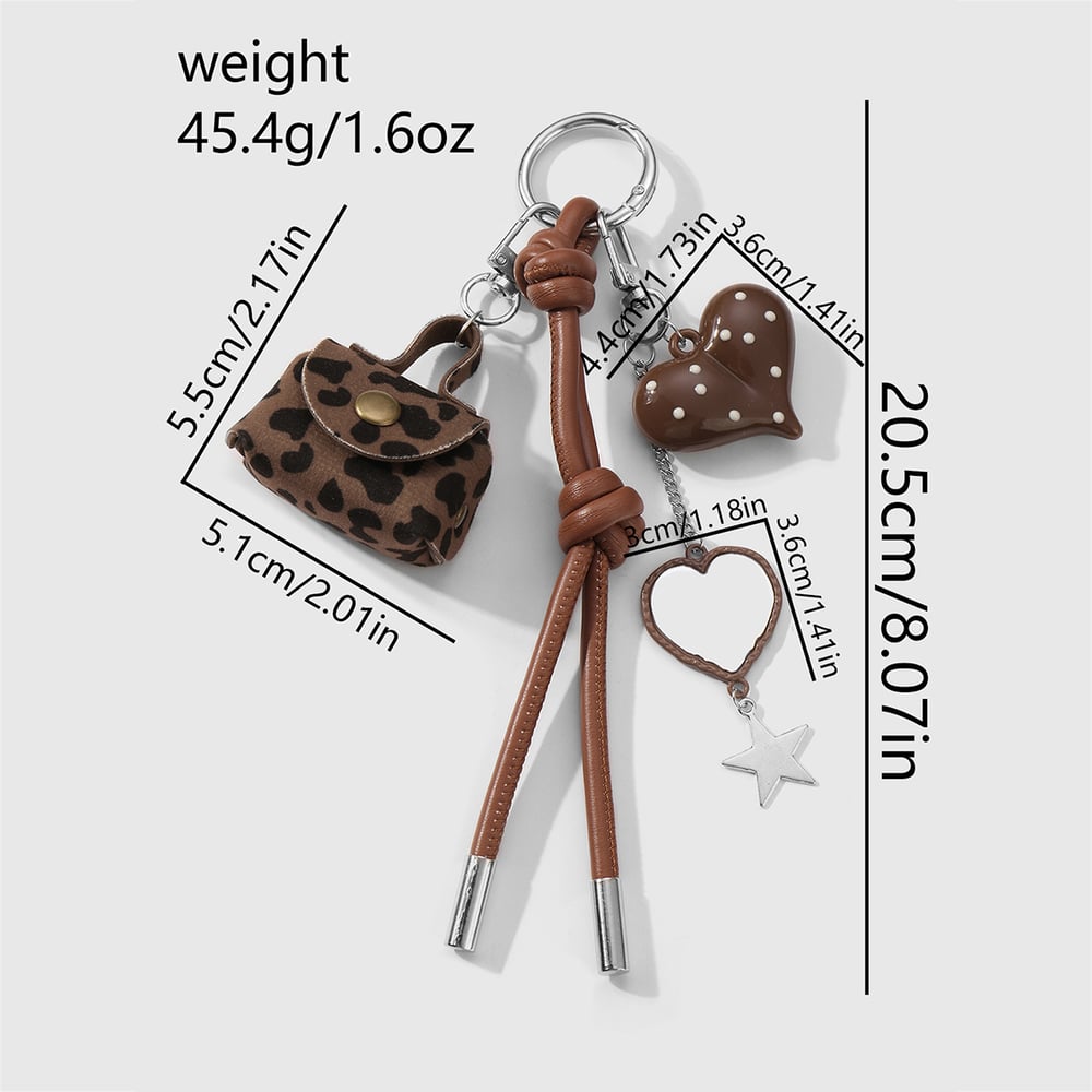 1 Piece Retro Acrylic Heart Leopard Print Bag Charm Picture2
