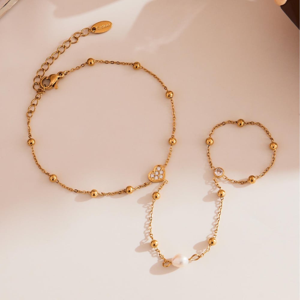 1 Stück klassisches Stern-Edelstahl-Goldfarben-Zirkon-Damenkettenarmband Bild7