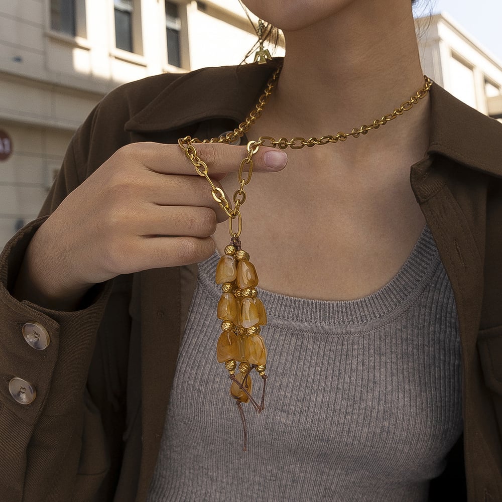 1 Piece Tassel Acrylic Stainless Steel Long Necklace h5Picture3