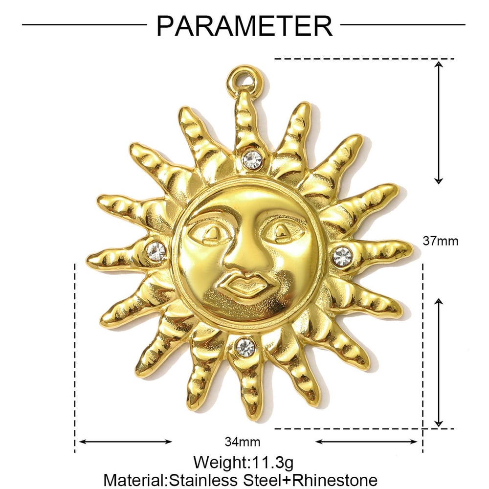 1 Piece Classic Sun Stainless Steel Gold Color Women's Pendants h5Picture2
