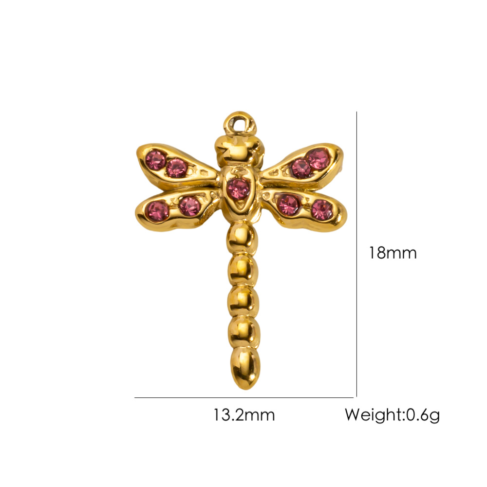 1 Piece Light Luxury Small Dragonfly  Stainless Steel   Gold Color  Women's Pendants