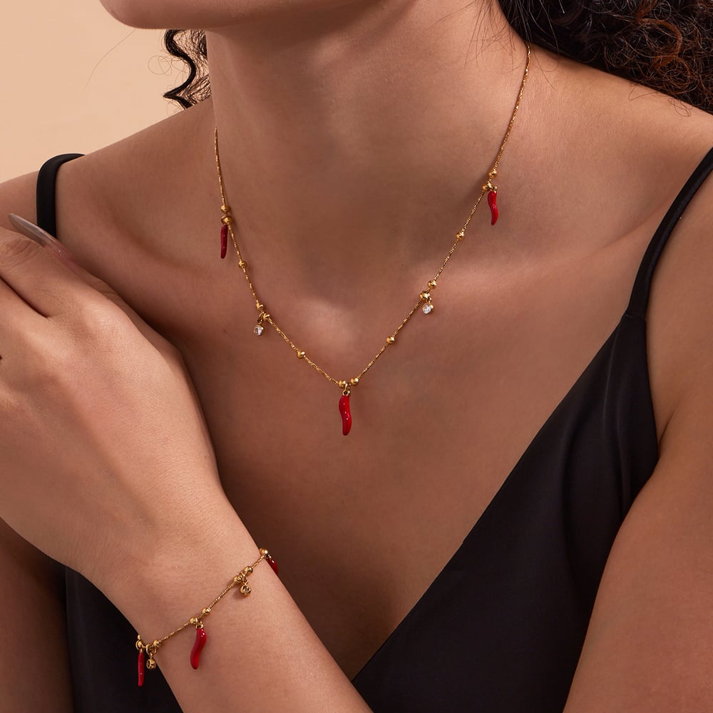 Classic Beetle&Clover Stainless Steel Gold Color Zircon Women's Jewelry Sets Picture4