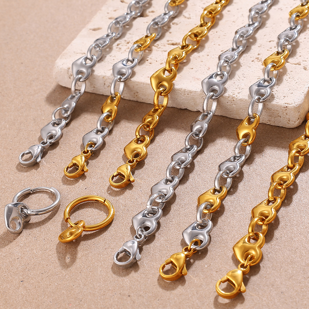 Heart Shape Stainless Steel Gold Color Jewelry Set h5Picture2