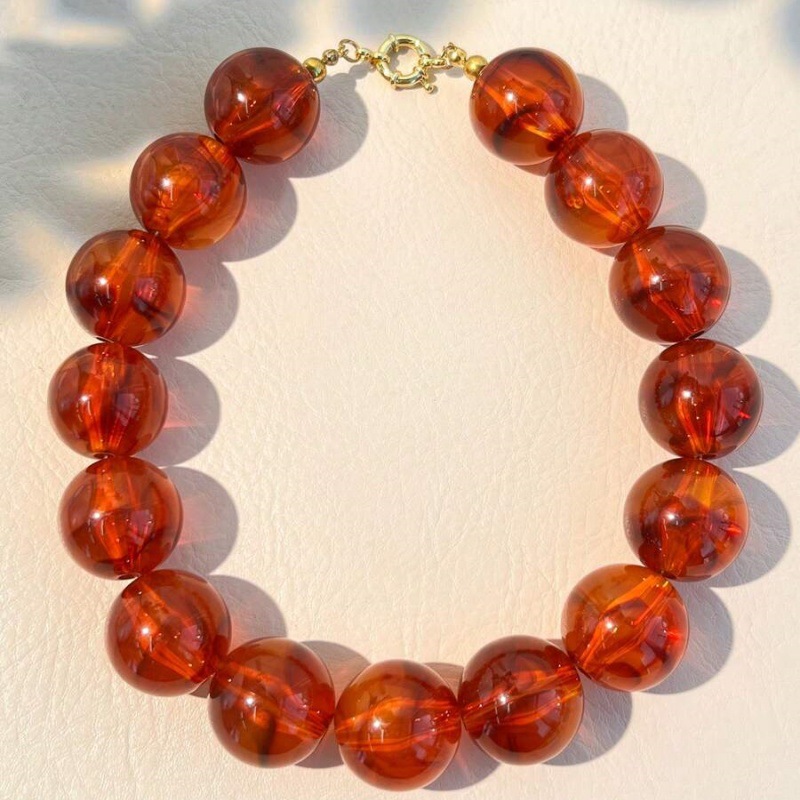 1 Piece Retro 25mm Beads Gradient Color Acrylic Beaded Necklace Picture4