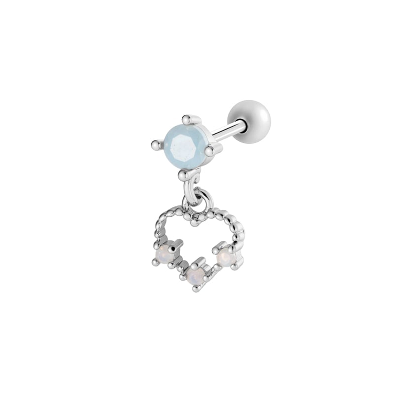 1 Piece Heart Copper Gold Color Zircon Piercing Earring