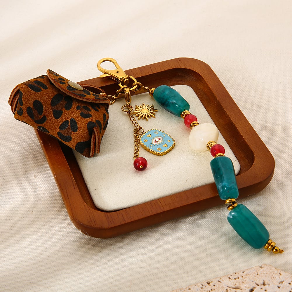 1 String  Casual Devil's Eye Beads Stainless Steel   Women's Bag Charms Picture2