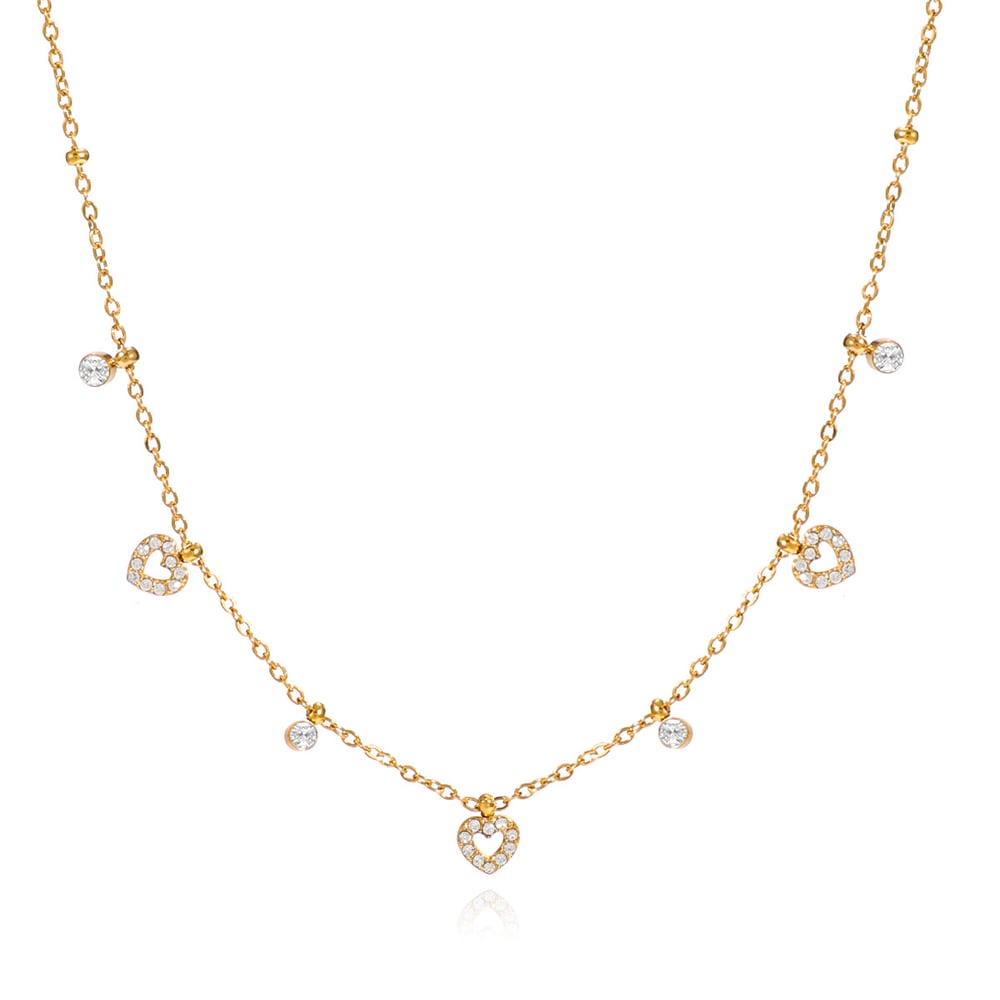 1 Piece Sophisticated Cross Stainless Steel Gold Color Zircon Women's Pendant Necklaces