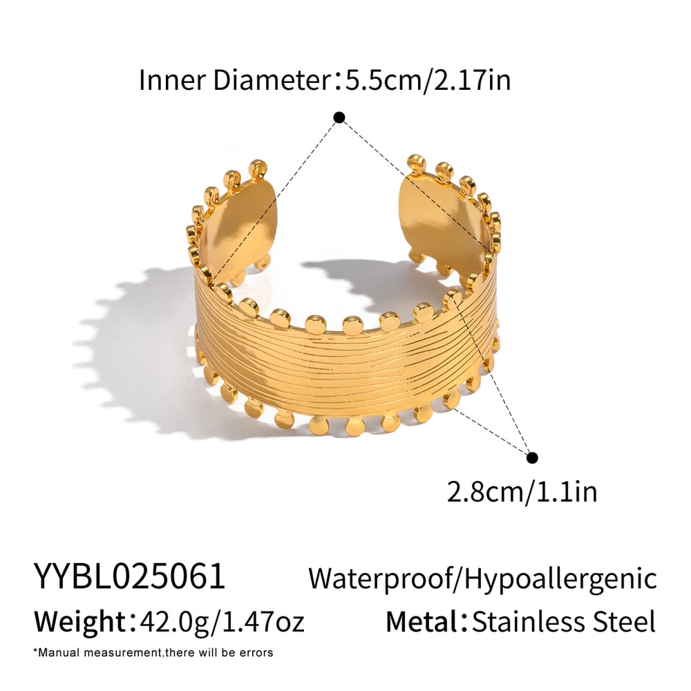 1 Stück Manschettenarmband aus goldfarbenem Edelstahl