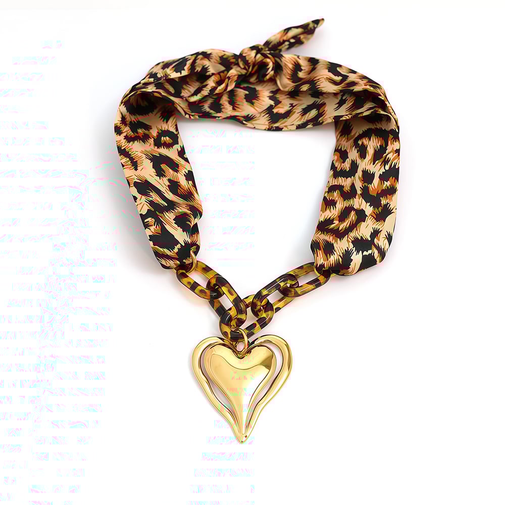 1 Piece Retro Heart Leopard Print Stainless Steel  Gold Color  Women's Chain Bracelets