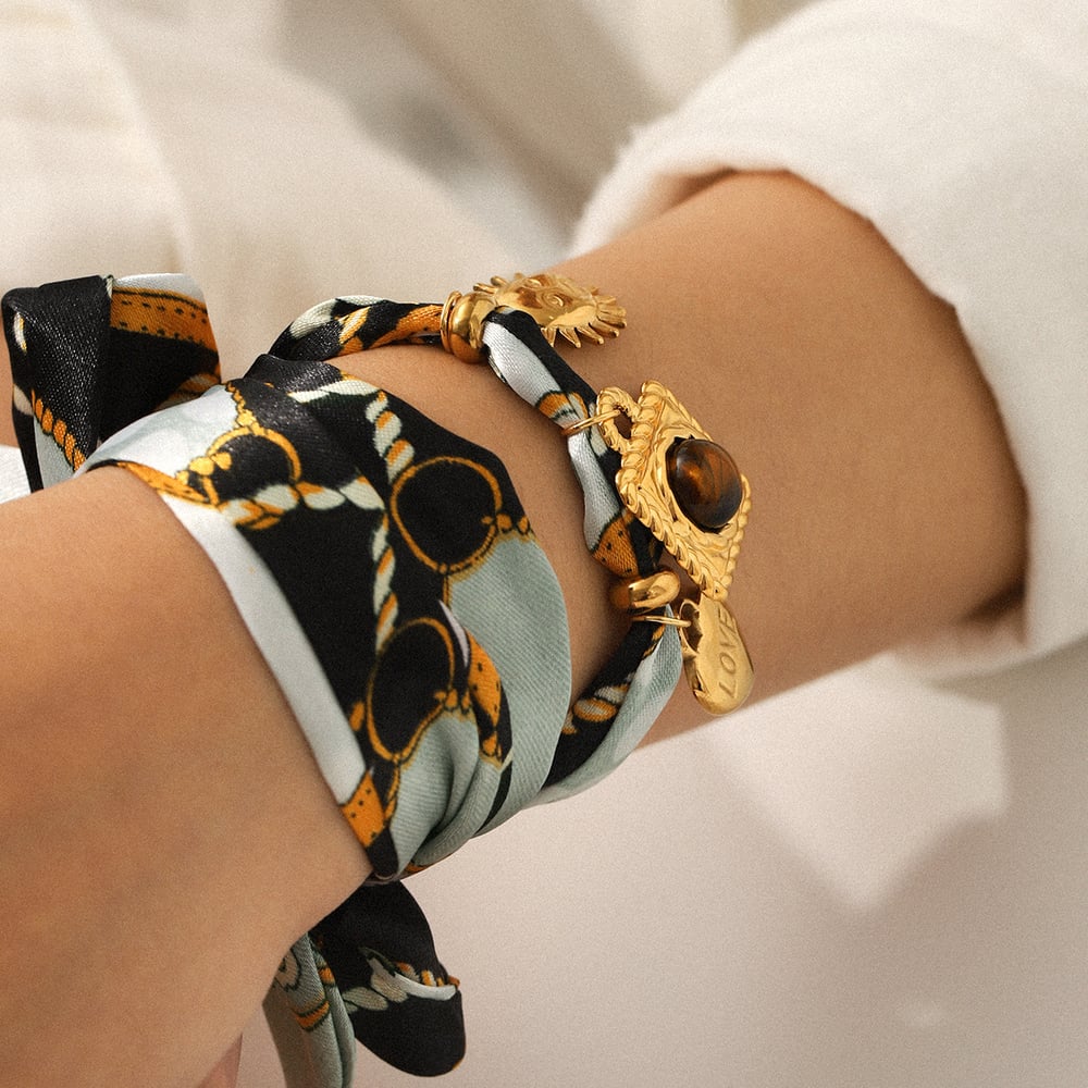 1 Piece Gold Color Natural Stone Fabric Necklaces Set h5Picture5