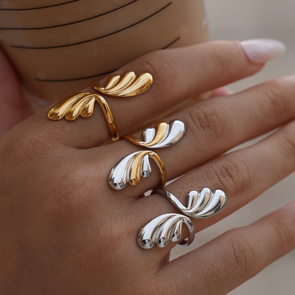 1 Piece Designable Irregular Shape Stainless Steel Gold Color Statement Rings h5Picture5