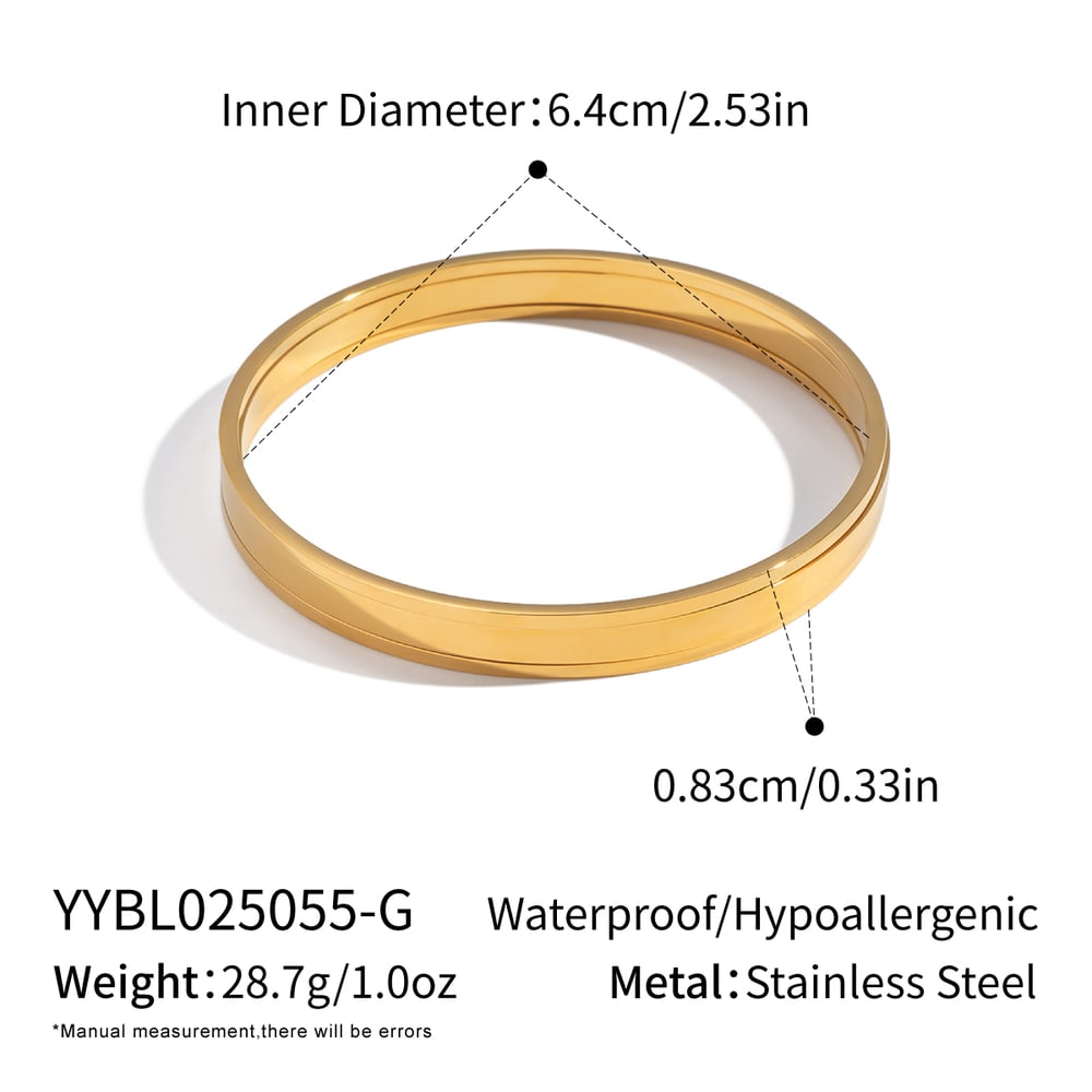 Bracelet jonc en acier inoxydable de couleur unie, 1 pièce