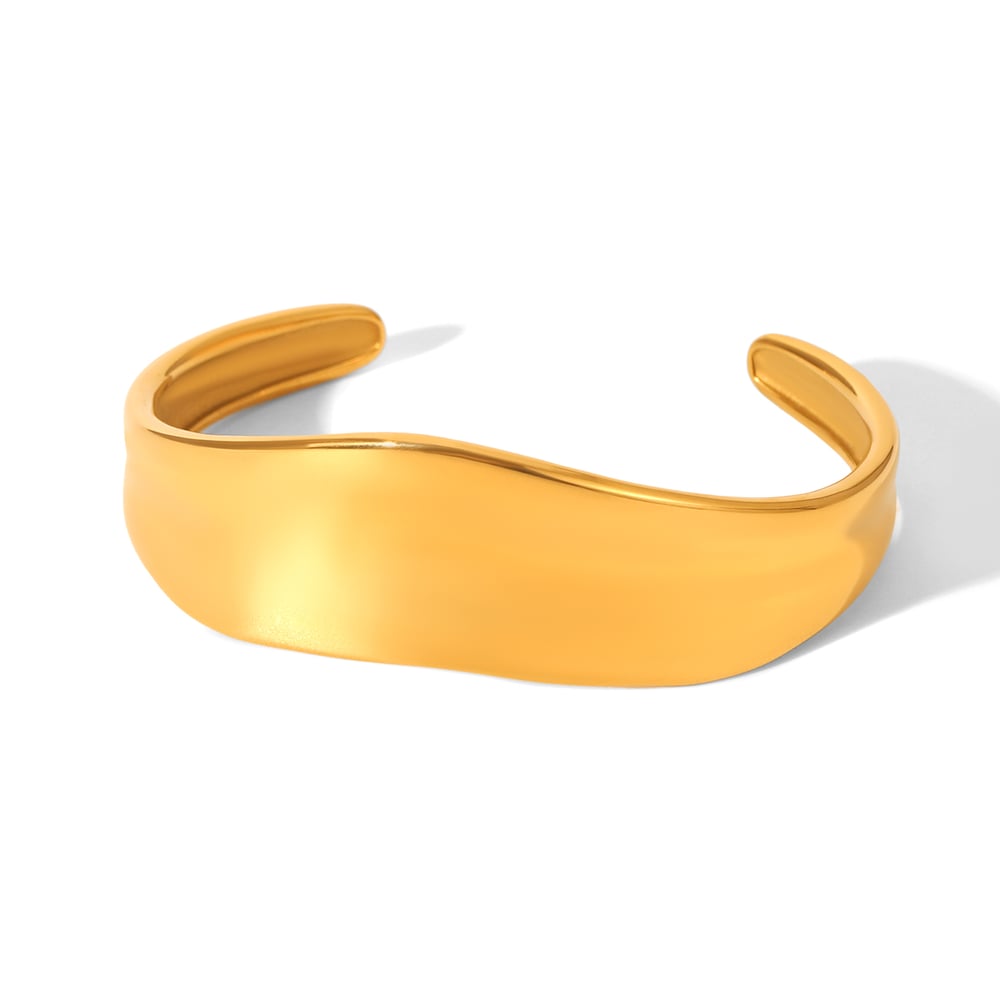 1 Stück unregelmäßig geformte Damenarmreifen aus Edelstahl in Goldfarbe