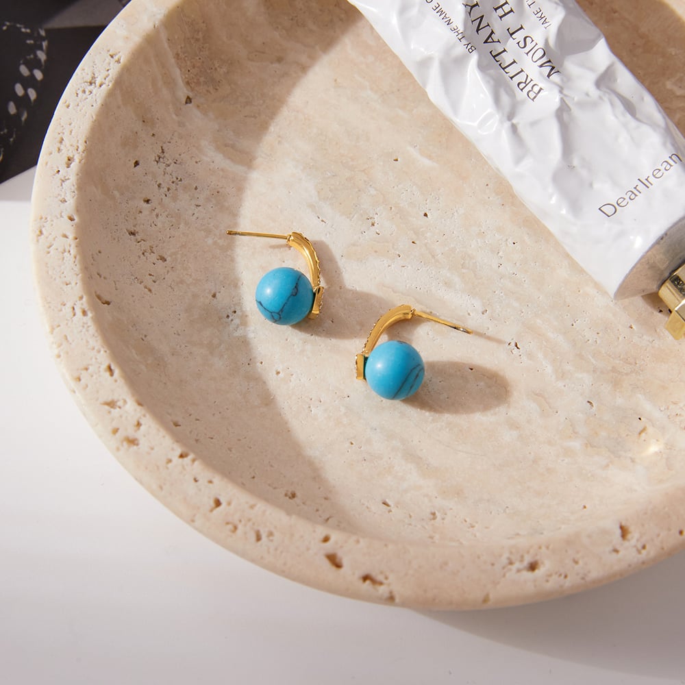 1 Piece Exquisite Devil's Eye Calaite Stainless Steel Women's Stud Earrings Picture5