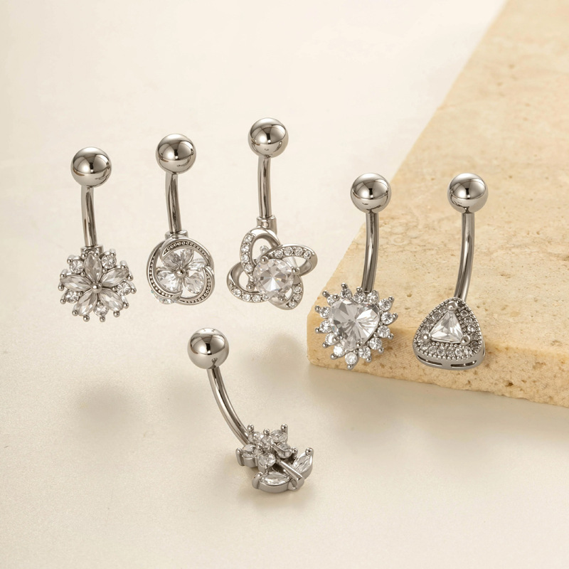 1 Stück Tägliches Dreieck Kupfer Gold Farbe Zirkon Bauchnabelpiercings Bild5