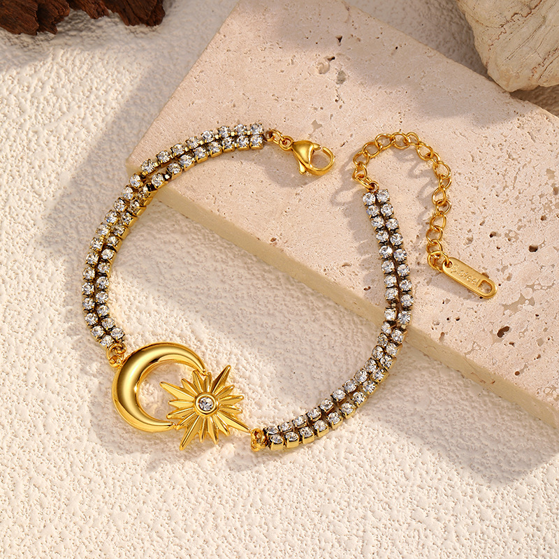 1 Piece Moon Stainless Steel Gold Color Charm Bracelet h5Picture2