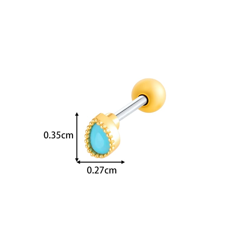 1 Piece Copper Gold Color Natural Stone Piercing Earring Picture2