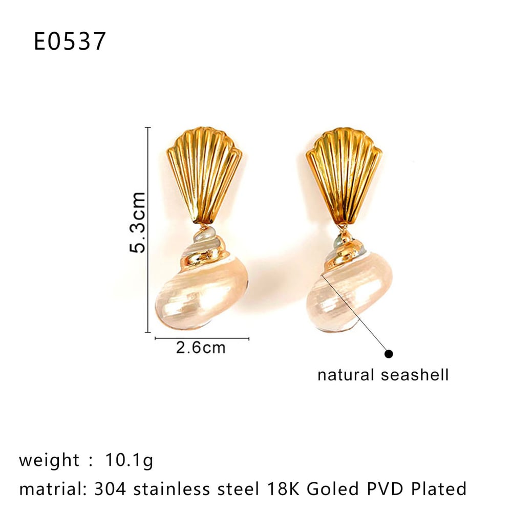 1 Paar goldfarbene Muschel-Ohrhänger h5Bild2