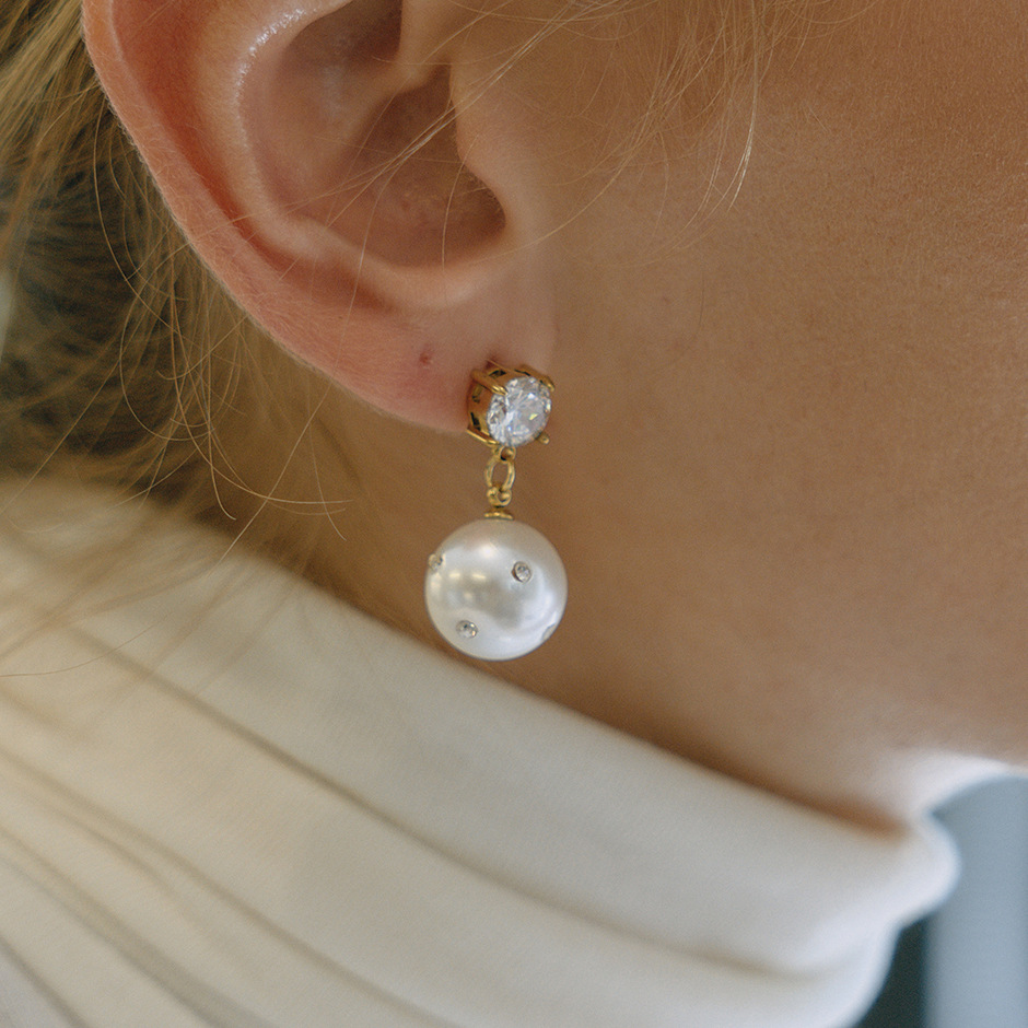 1 Pair Elegant Circle Stainless Steel Gold Color Women's Drop Earrings Picture3