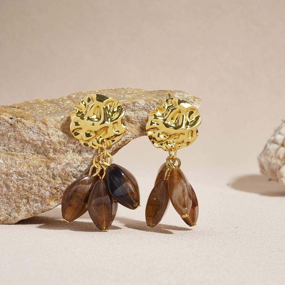 1 Paar Retro-Ohrhänger mit Harzperlen Bild4