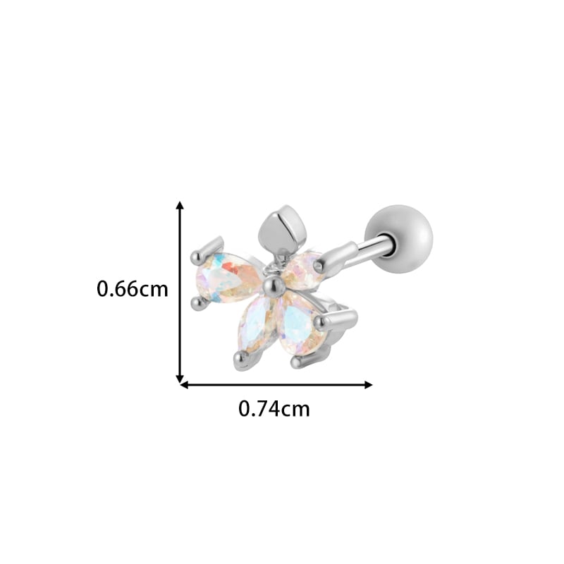 1 Piece Flower Copper Gold Color Zircon Piercing Earring Picture2