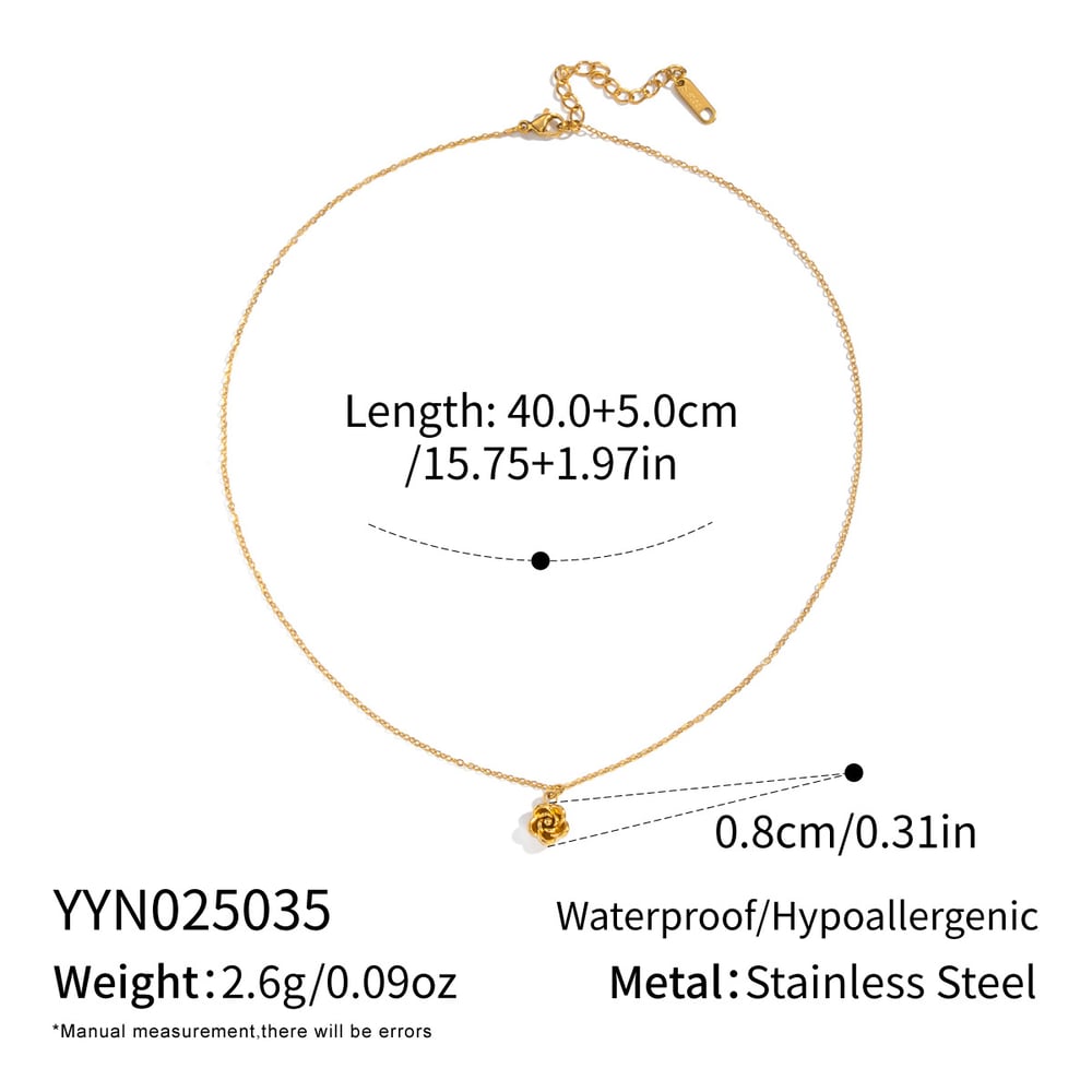 1 Piece Sweet Flower Stainless Steel Gold Color Pendant Necklace