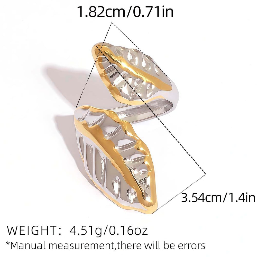 1 Piece Flower Plant Stainless Steel  Gold Color Women‘s Statement Rings Picture2