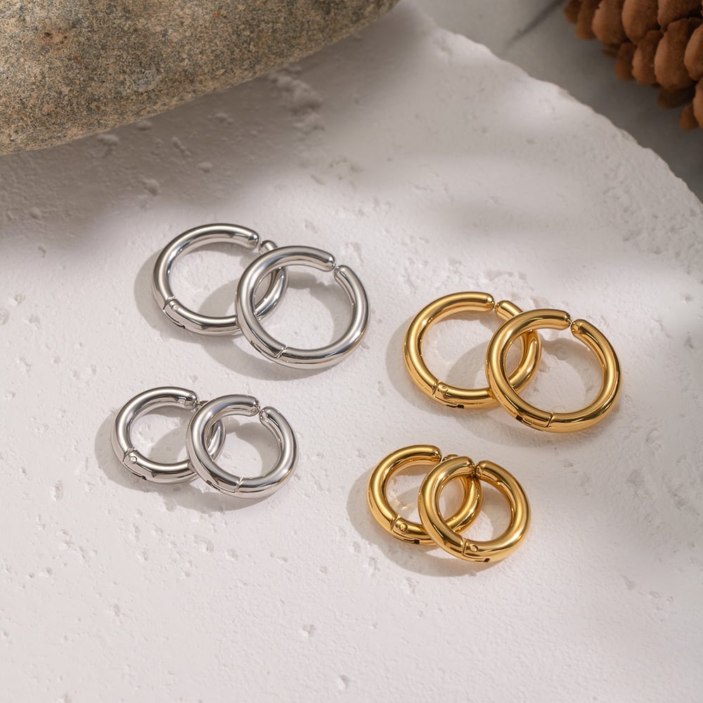 1 Pair Circle Stainless Steel Gold Color Ear Cuffs Picture4