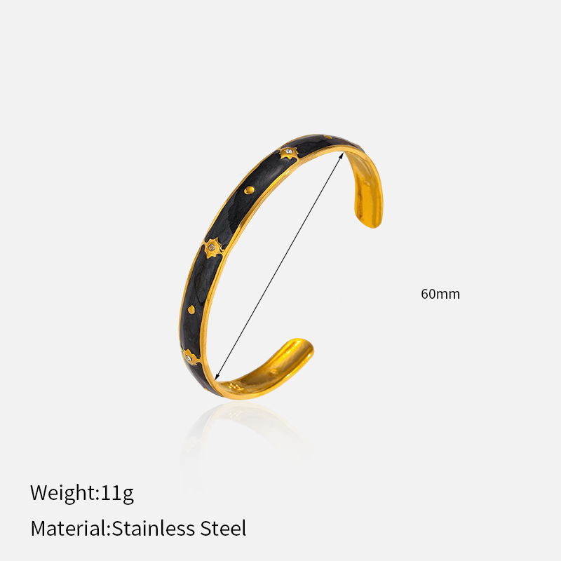 1 Piece Enamel Stainless Steel Gold Color Cuff Bracelet