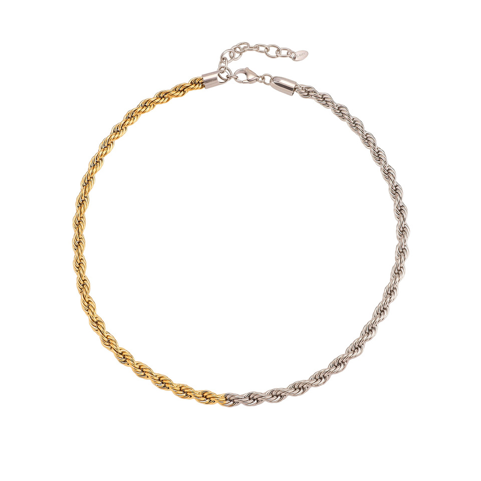 1 Stück Twist Mixed Gold & Silber Farben Edelstahl Damen Kette Halsketten