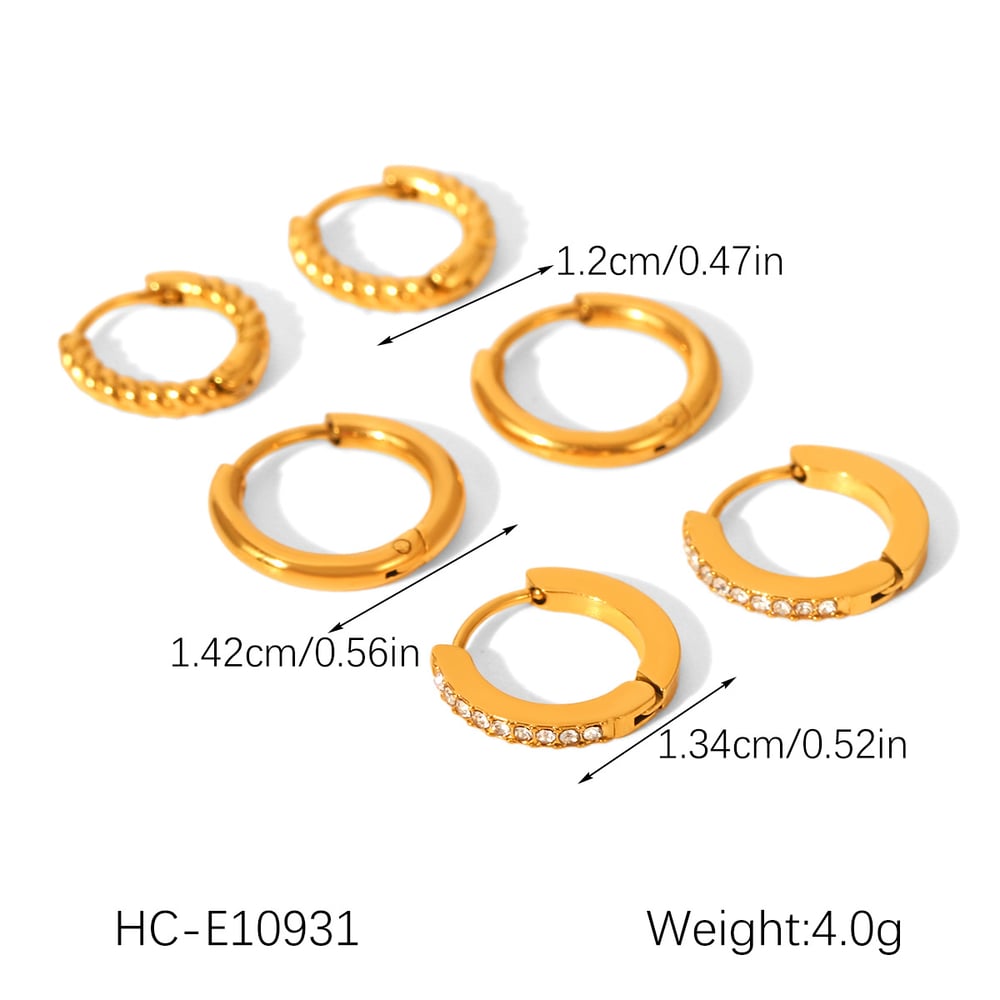 1 Set Circle Stainless Steel Gold Color Hoop Earrings Picture2