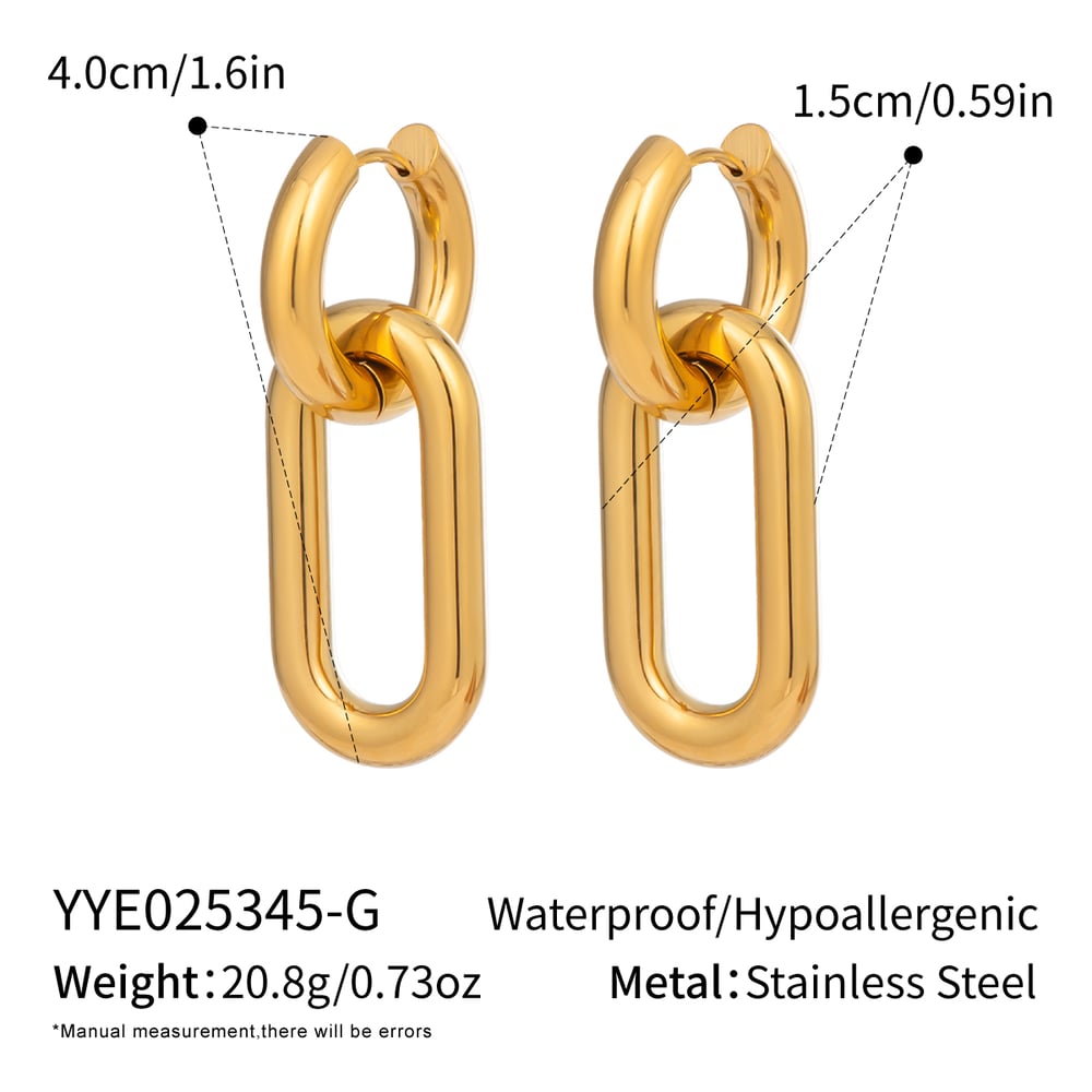 1 Pair Circle Stainless Steel Gold Color Hoop Earrings